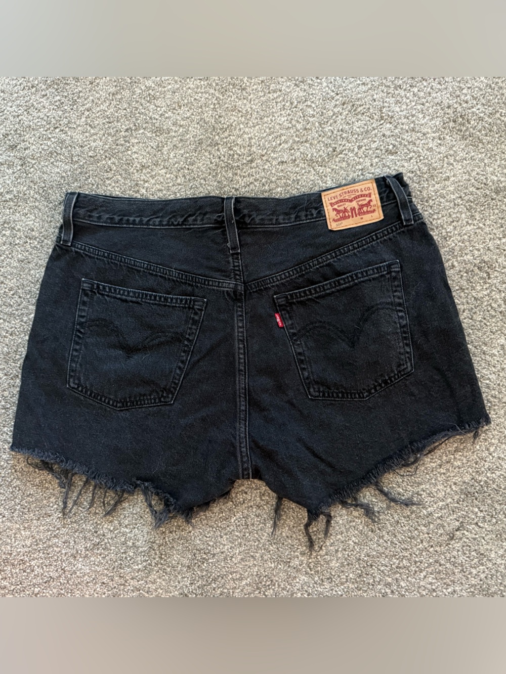 Levi's Black Frayed Denim Cutoff Shorts